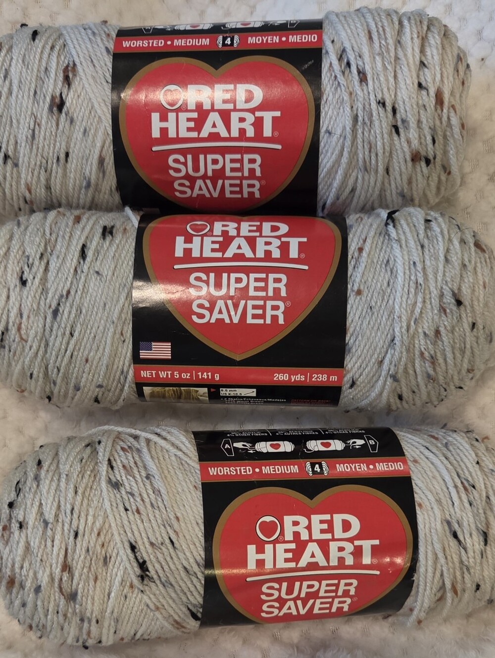 Red Heart Super Saver  Worsted Yarn ARAN FLECK 5 OZ EA